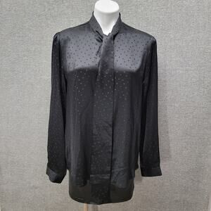 LILY SILK BOW TIE MULBERRY SILK BLOUSE, SIZE XL, NWT